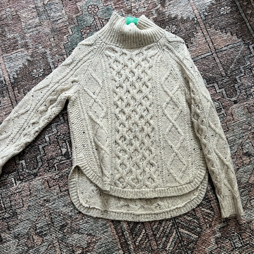 Madewell Cream Cable-Knit Turtleneck Sweater